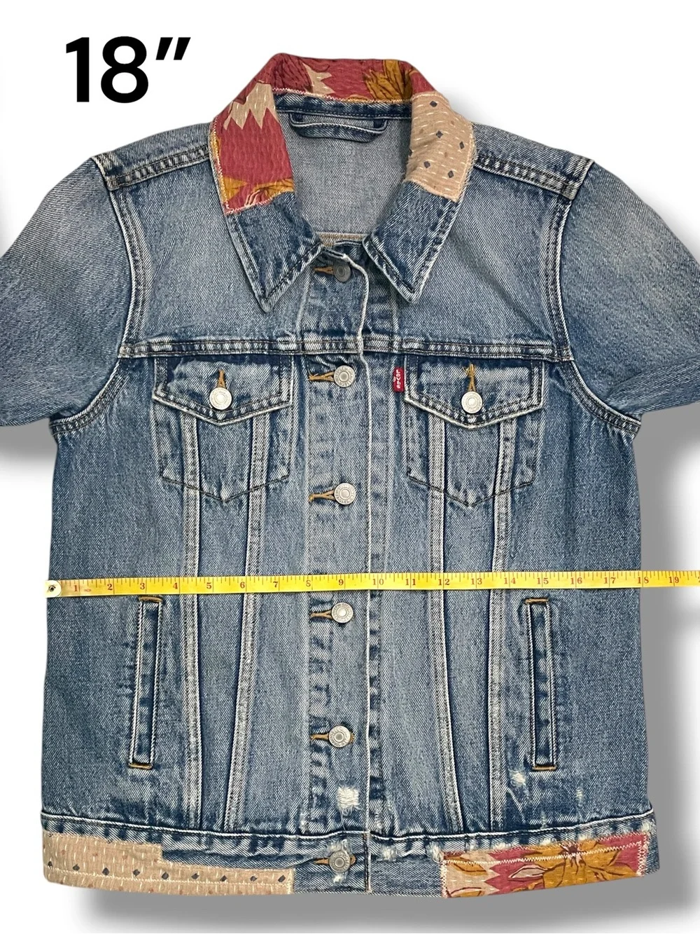 Levi's Premium Faded Boyfriend Desperado Sample Patchwork Denim Jacket Small